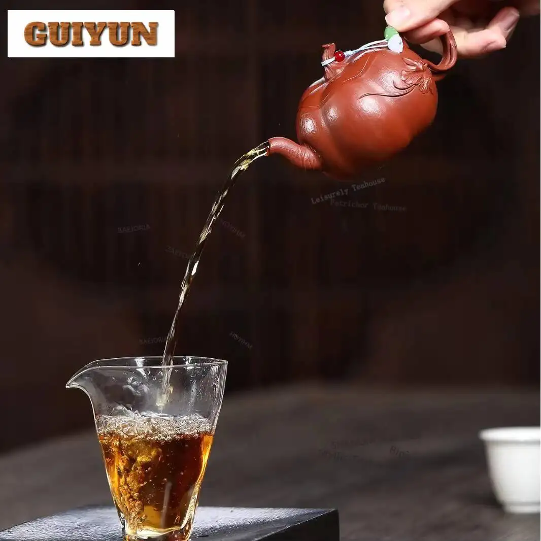 180ml Classic Yixing Purple Clay Teapots Master Handmade Pumpkin Pot Raw Ore Old Section Mud Kettle Zisha Tea Set Collection