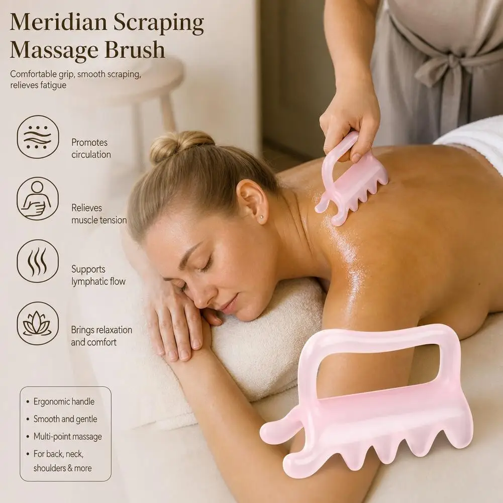 Handheld Face and Body Massager Neck Shoulder Back Resin Massager Guasha Tool Double Push Resin Massage Comb Back Waist 1pcs