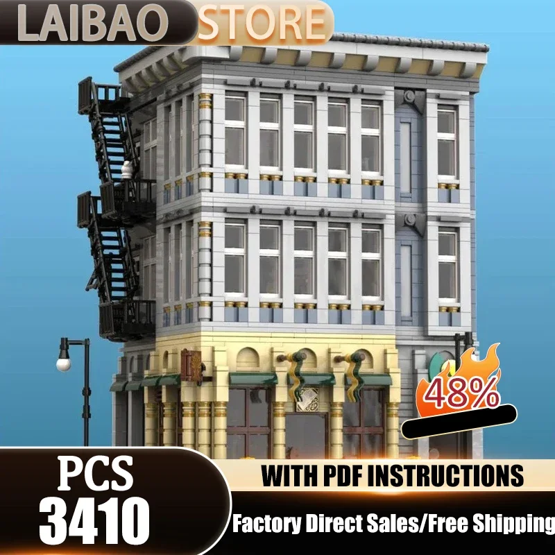 City Street View Model Moc Building Blocks City Books Model Technology Brick DIY Assembly Construction Toy Holiday Set Gifts