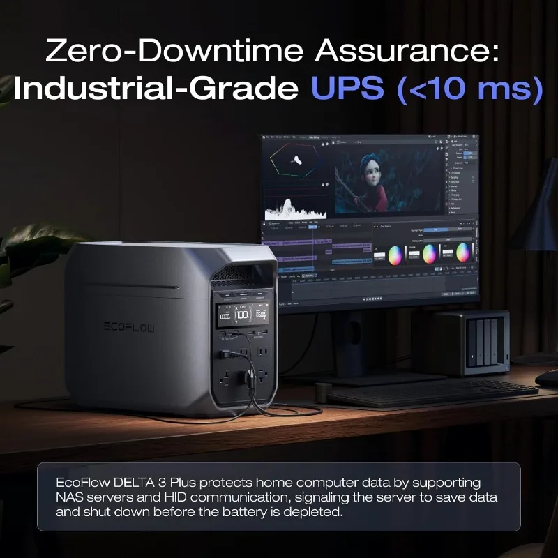 EF ECOFLOW Portable Power Station DELTA 3 Plus, 1024Wh LiFePO4 (LFP) Battery, 1800W AC/140W USB-C Output