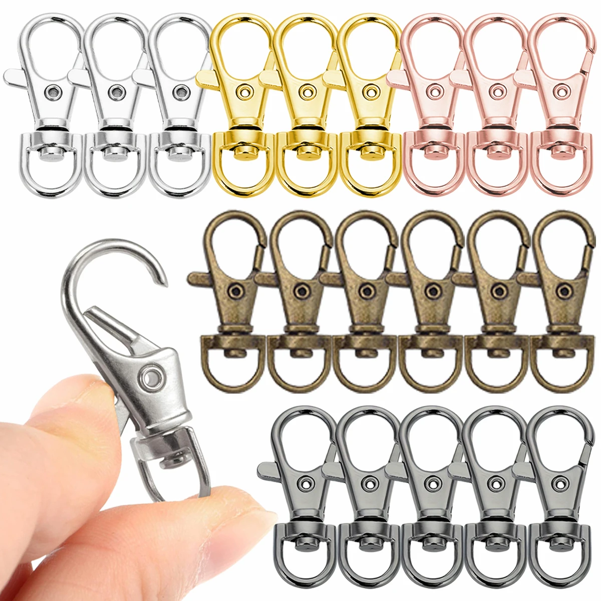 10/30pcs 35mm metal lobster claw keychain with rotating spring,suitable for lanyard,keychains,bag charms,crafts,accessories