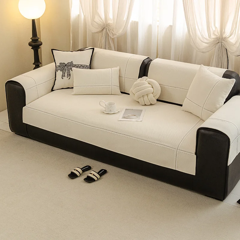 High-grade Chenille Sofa Cushion Four Seasons Universal Non-slip Straight Type Sofa Cover Straight Row Sofa Cushion Suit