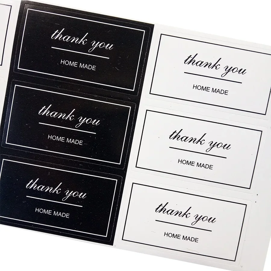 100pcs/lot Black And White 'Thank You' Rectangular Seal Sticker Gift Sticker For DIY Homemade Bakery Packaging Decoration Label
