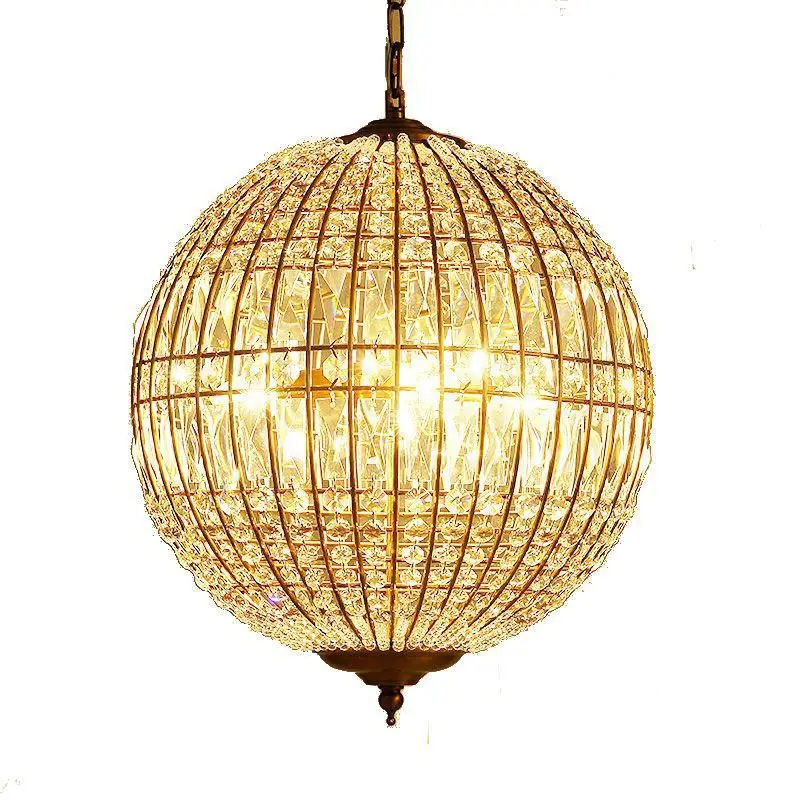 

American living room retro ball golden atmosphere French duplex stairs bedroom room entry garden crystal chandelier