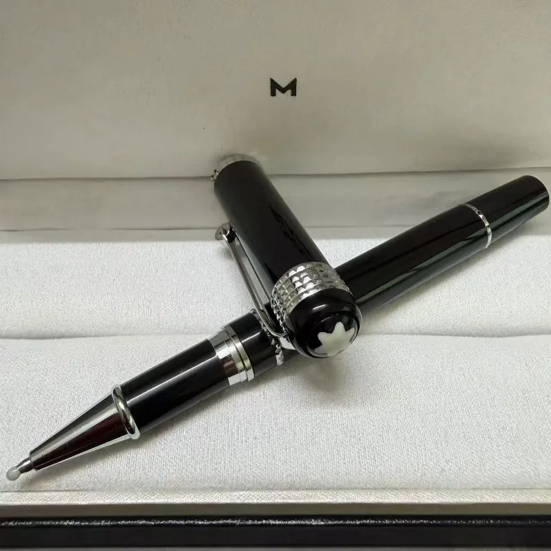 Image of M 2026 Neue Marke Schwarz-Silber Diamantschliff Business Füllfederhalter/Rollerball-Stift, Luxuriöses Bürogeschenk Schreibstift (Stiftbox nicht enthalten)