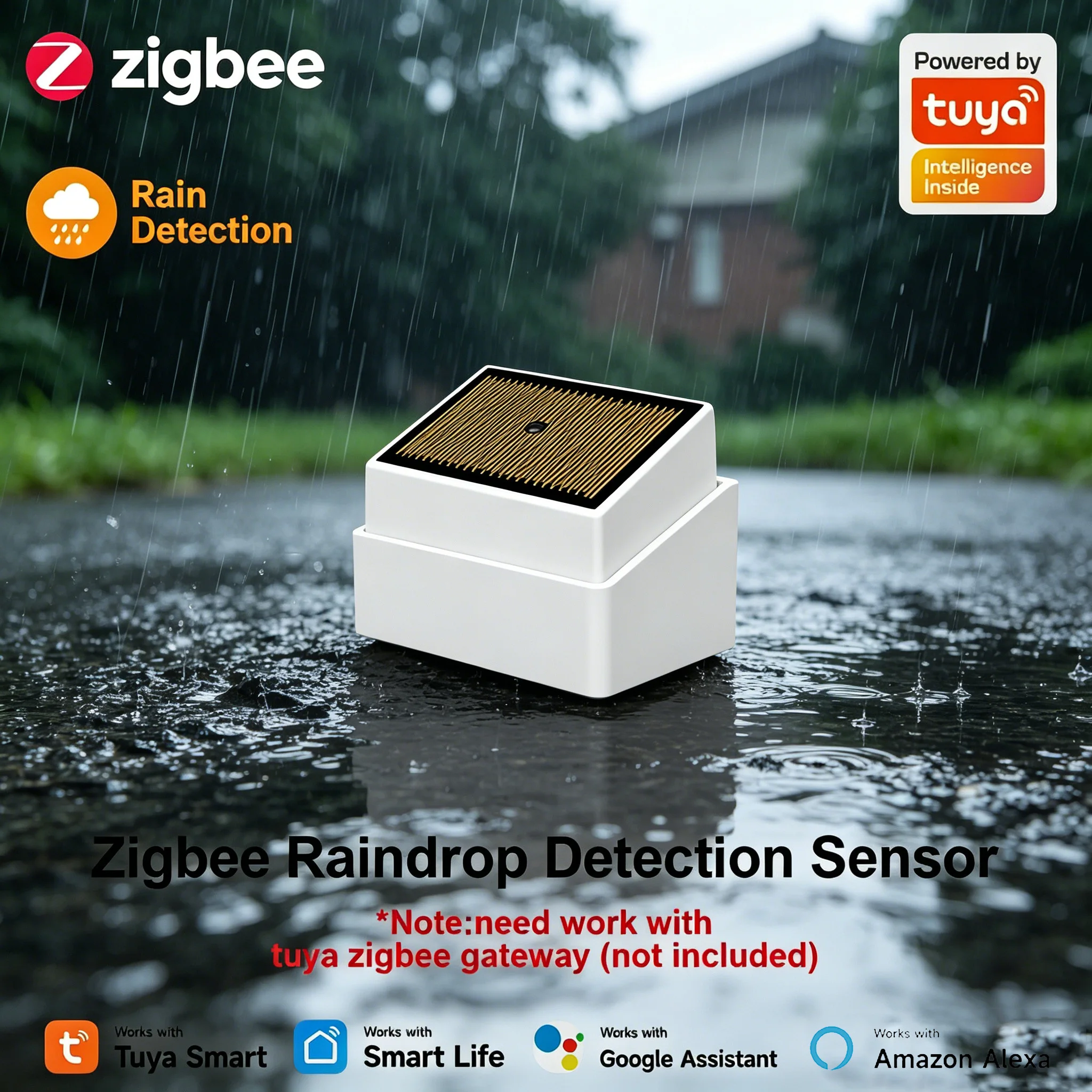 

WiFi Tuya Intelligent Rainwater Detector Mobile Remote App Prompts Warning, Real-time Rainwater Reminder Sensor