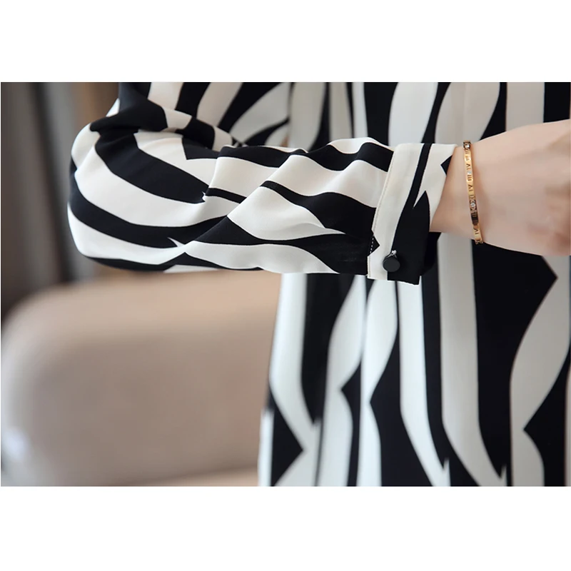 New Striped Chiffon Blouse Shirt Fashion Woman Blouse Long Sleeve Women Shirts Office Work Wear Womens Tops Blusas 0941 60