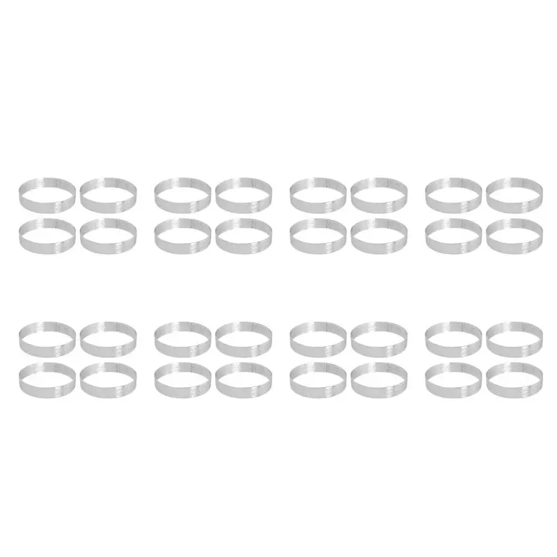 

A74E-32 Pcs Circular Porous Tart Ring Bottom Tower Pie Cake Mould Baking Tools Heat-Resistant Perforated Cake Mousse Ring