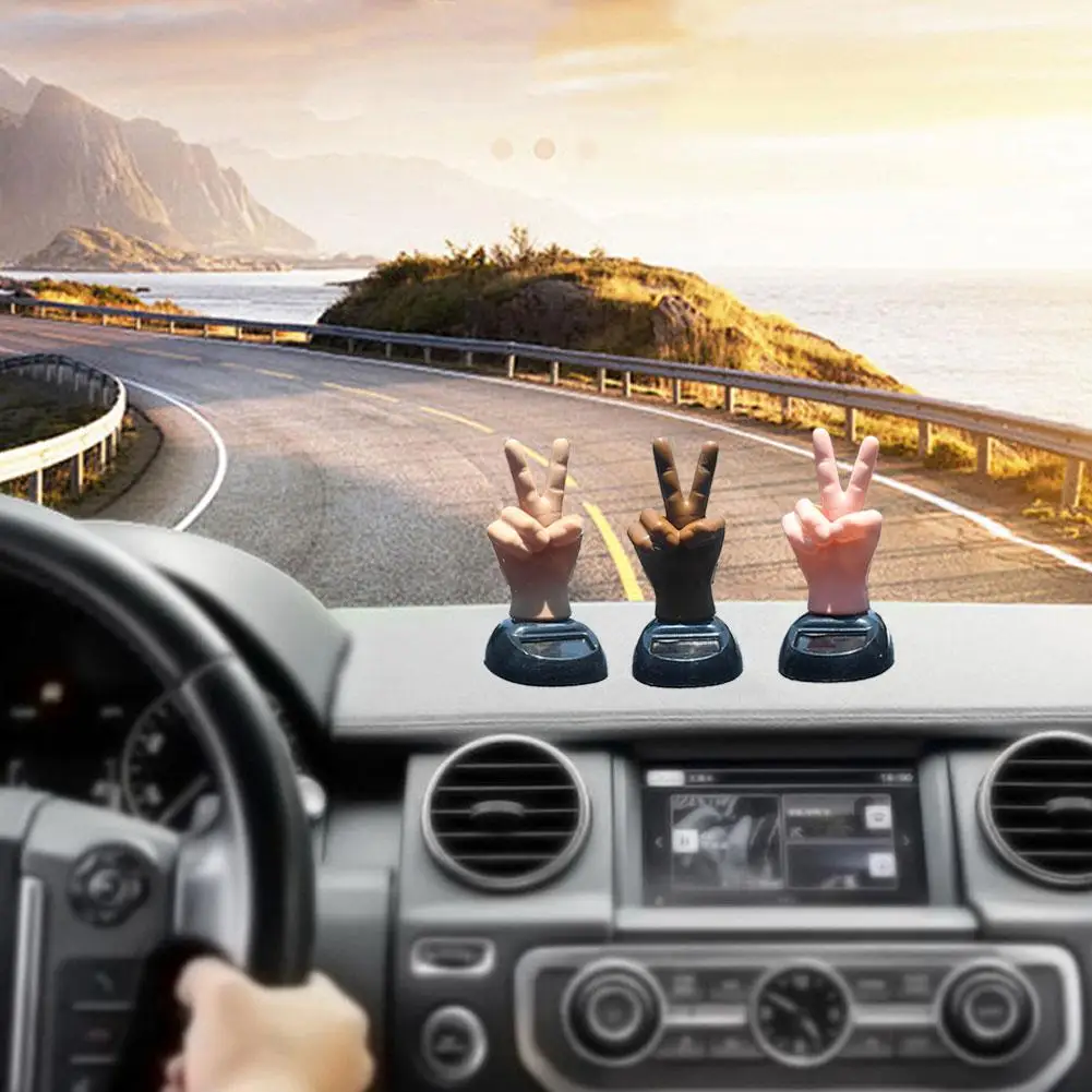 Solar Finger Dancing Car Decor - Creative Moving Hand Motion, Ornament Dashboard With Auto Nodding Toy Novelty K5X4