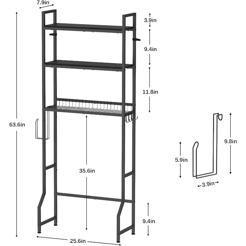 Over The Toilet Storage 3 Tier Over Toilet Bathroom Organizer Wooden Bathroom Space Saver Freestanding Above Toilet Stand with 4