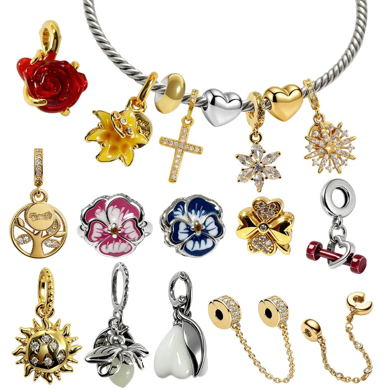 Original Charms Bead, Funkelnder Stammbaum-Anhänger & Feuerwerk Doppel-Anhänger Bead Passend für Armband Damen Schmuck Geschenk