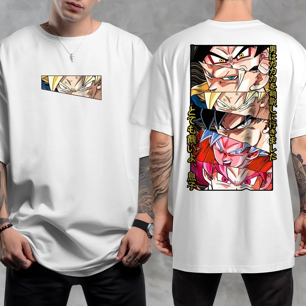 

Dragon Ball Saiyan Anime Summer T-Shirt Casual Sports Fitness Loose Oversized Comfortable Cotton Short Sleeves Men and Women Top