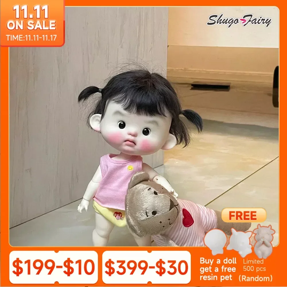 ShugaFairy New Design 1/6 PangPi Big Head with Baby Body Resin Material Cute Ball Jointed Dolls