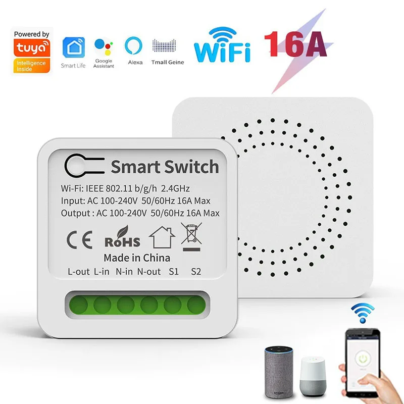 

Wifi Smart Switch App Remote Control Alexa Voice Control Intelligent Camera Box Breaker 1 Open 2 Way