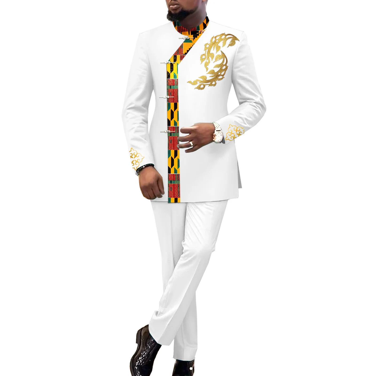 SEA&ALP African Suits for Men Classic Fashion 2 Piece Set Dashiki Party Wedding Evening Slim Fit Outfits