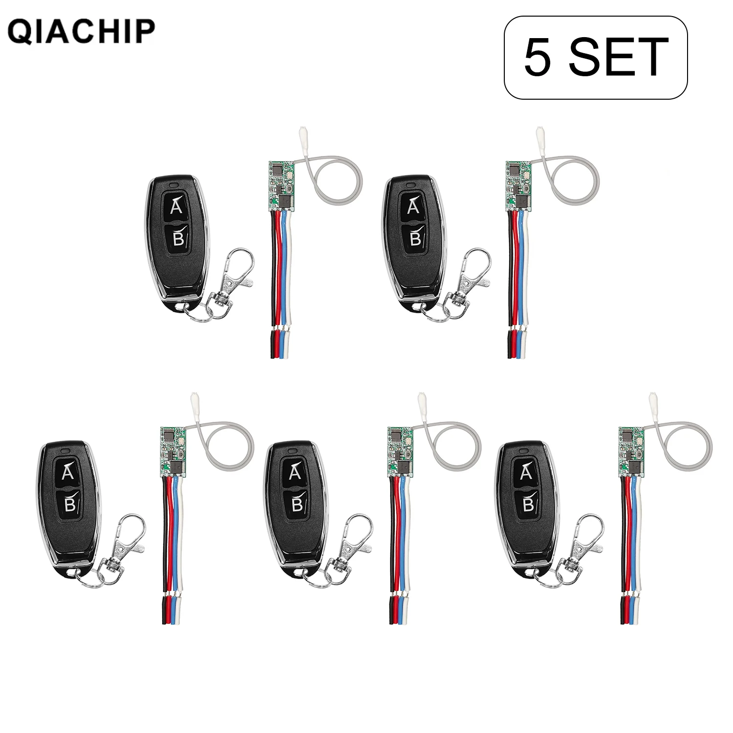 QIACHIP 433 MHz kabelloser Fernbedienungsschalter, Mini-Empfänger mit großer Reichweite, 3,6 V, 12 V, 24 V und 433 MHz-Sender, LED-Fernbedienung