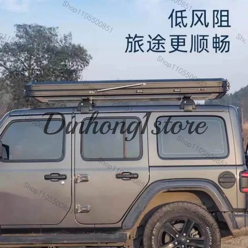 Lightweight triangular hard shell roof tent Flip roof tent 2 people Aluminum car camping hard shell roof tent