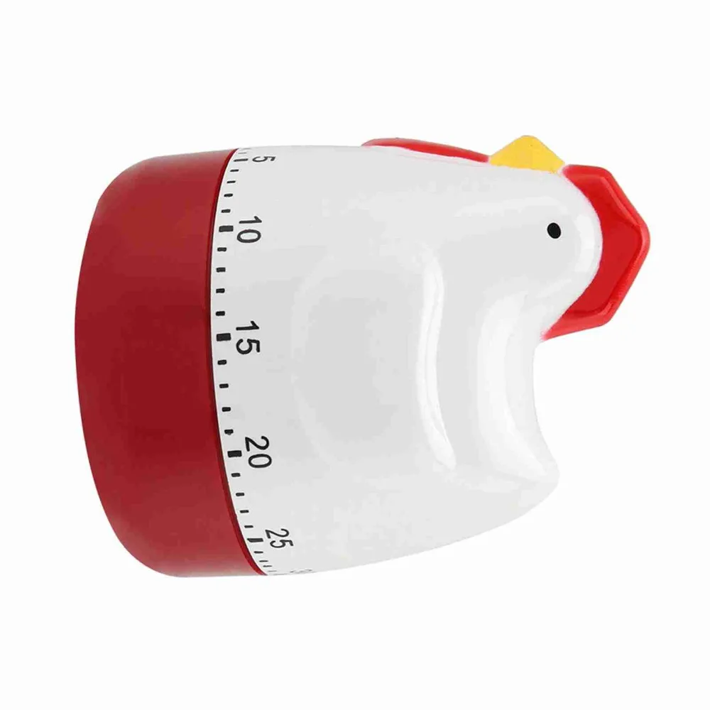 Lovely Chicken Mechanical Timer Wind Up White Red Countdown Kitchen Timer Adjustable Manual Alarm Clock Kitchen Cooking