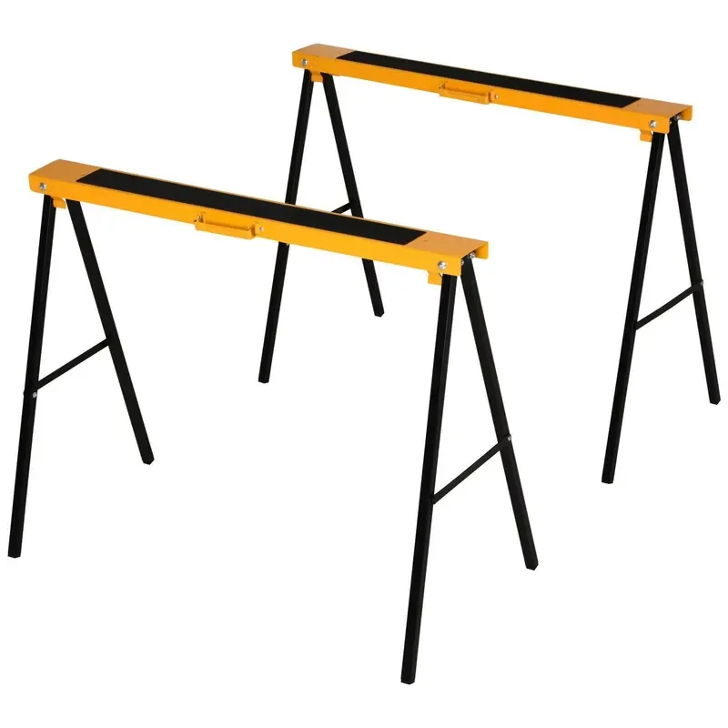 2-Piece Foldable Iron Workbench Set 200KG Load Bearing Portable Woodworking Bench for DIY Projects