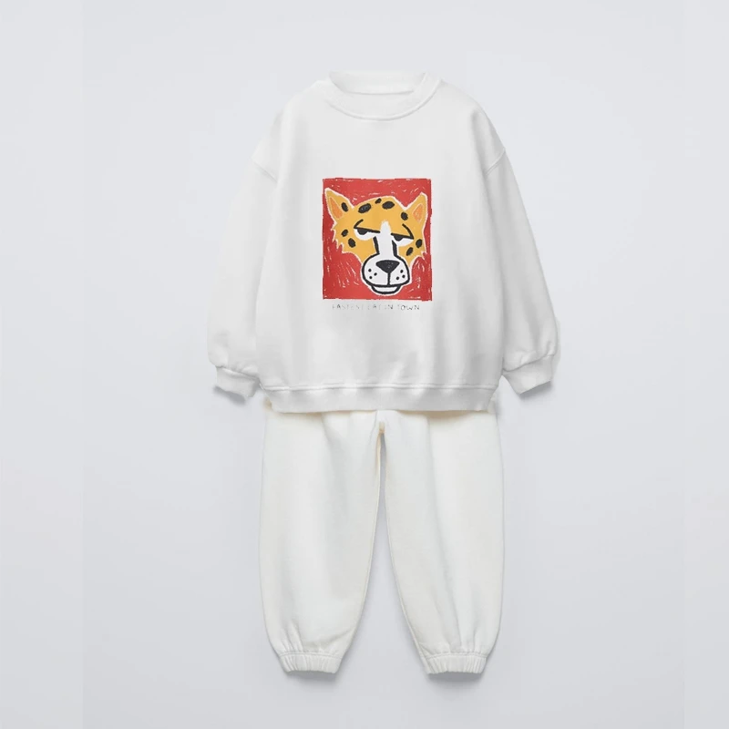 Neuer Stil Kinderkleidung 2-teiliges Set Sweatshirts + Hosen Einfache Mode Kinder Frühling Herbst Kleidung Lässige Freizeitanzüge 0-6 Jahre – Detail 5