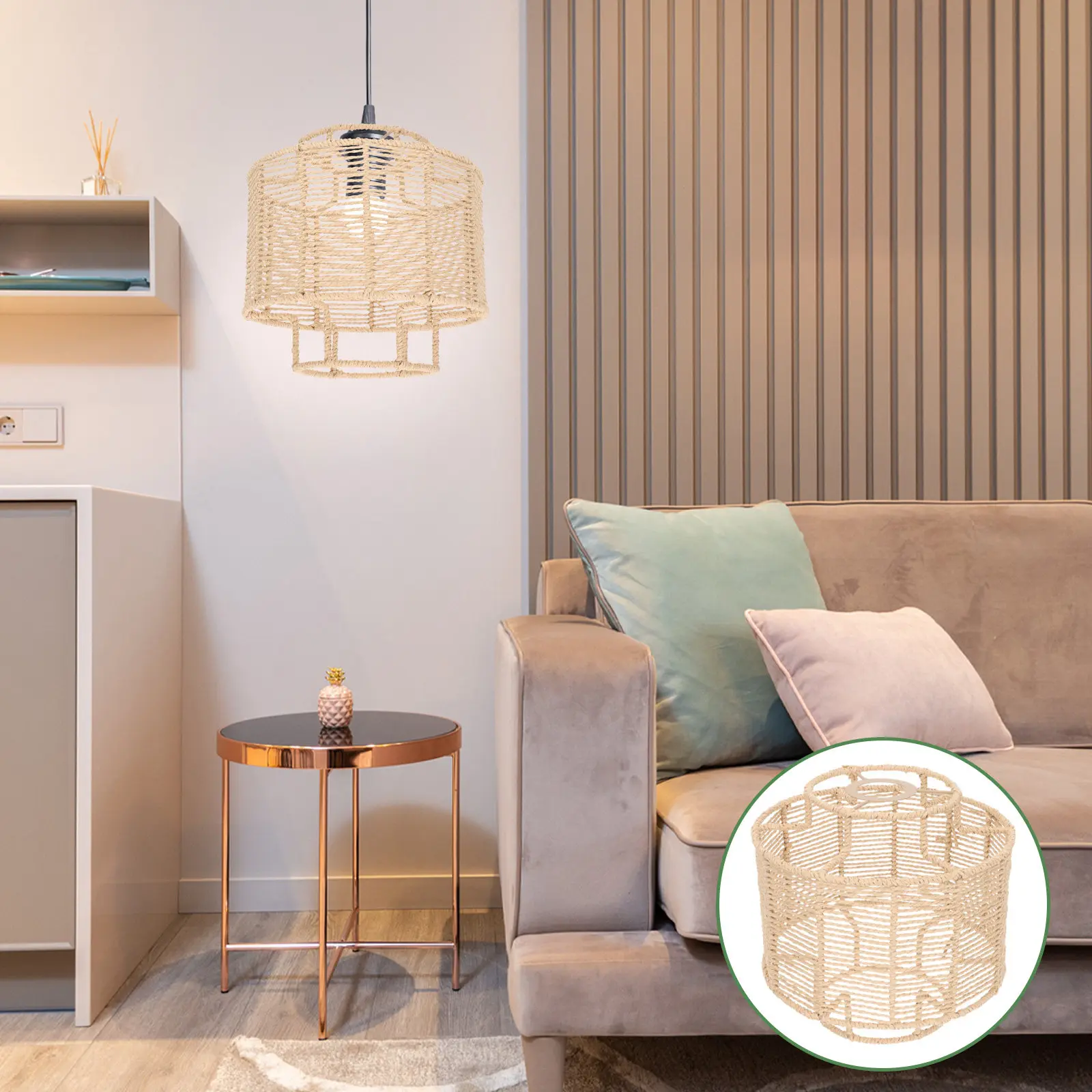 premium-woven-paper-rope-iron-drum-lampshade-replacement-cover-for-ceiling-light-chandelier-indoor-decorative-diffused-lighting