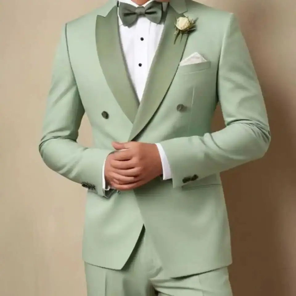 Fashion Wedding Men Suits Lapel Suit for Groom Wedding Formal Party Prom Wear 2 Pieces Jacket Pant Business Customized