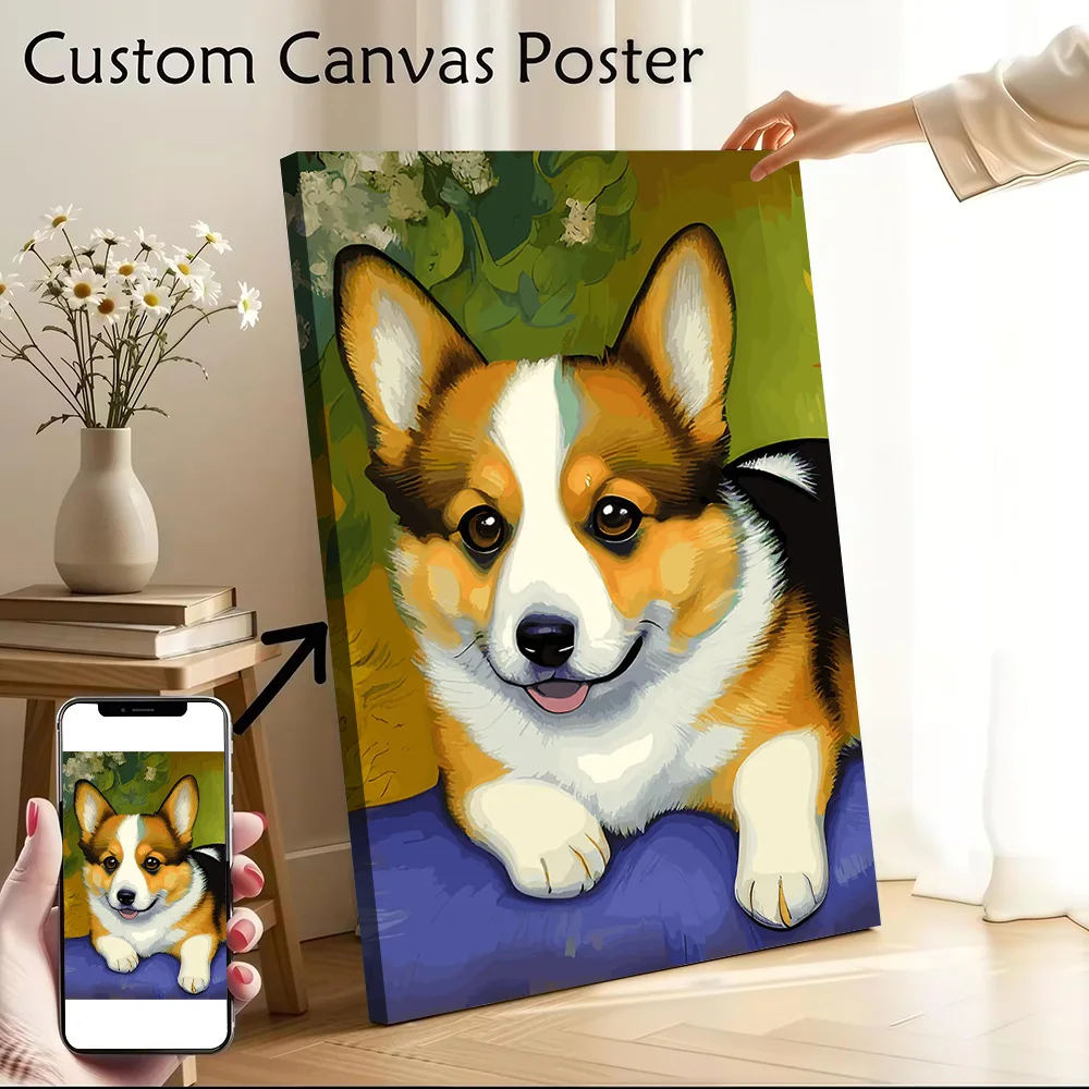 Corgi Portrait Painting Printed Canvas Poster Personalized High Quality Wall Art Paintings for Bedroom Home Decor Ornaments the