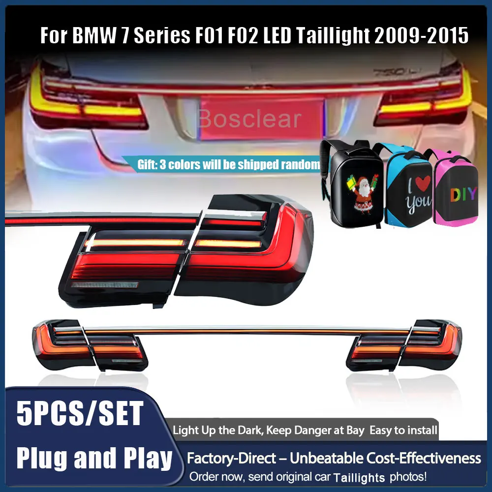 Taillights Assembly for BMW 7 Series F01 F02 2009-2015 Full-width Taillamps Upgraded LED Rear DRL Daytime Running Lamp Plug&Play