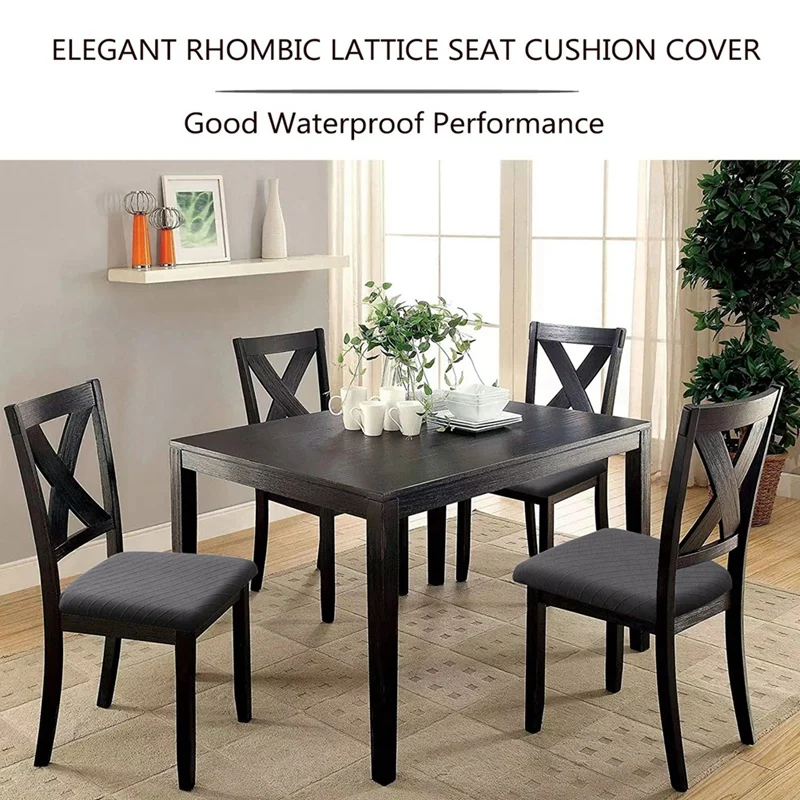 4Pcs Rhombus Lattice Chair Seat Covers - Removable Washable Anti-Dust Dining Chair Seat Protector Cushion Slipcovers