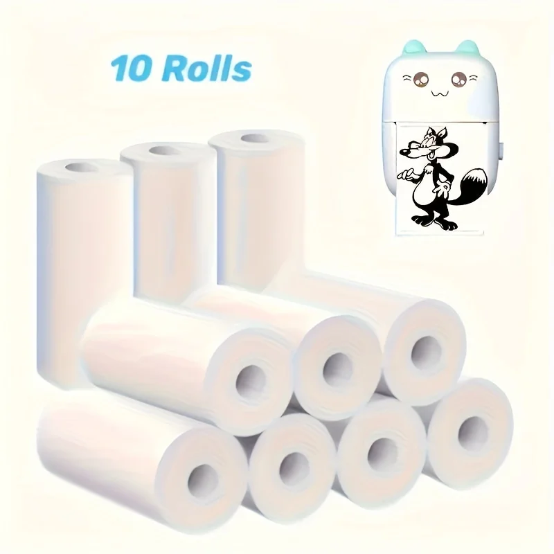10 Rolls 57mm White Thermal Paper HD Photo Paper Labels for Pocket Printers/instant camera, Photo/Study/Journal/Christmas Use
