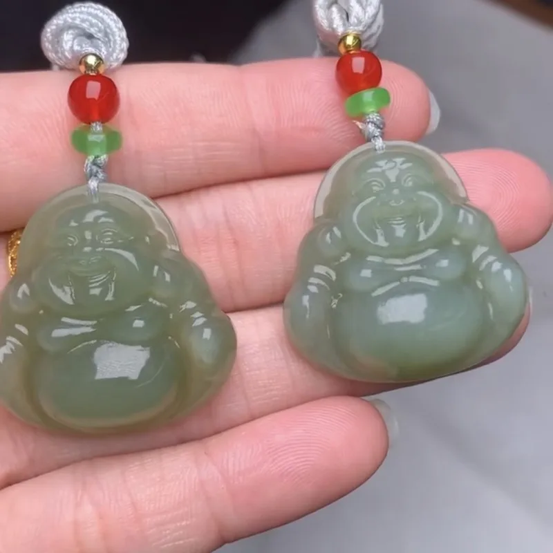 Natural Hetian Jade Laughing Buddha Pendant, Exquisite, Substantial, Full-Bodied, And Finely Crafted