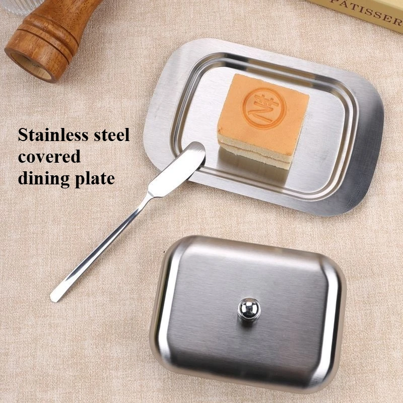 Edelstahl-Butterdose Französische Butterbox Aufbewahrungsbox mit Deckel Gelbe Öl-Schale Hochwertiges Tischgeschirr Dim-Sum-Schale