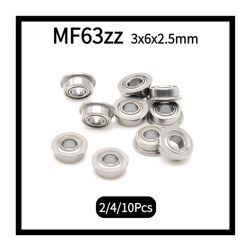 10Pcs MF63ZZ Chrome Steel Mini Thin Flanged Bearing 3×6×2.5mm ZZ Metal Shield Deep Groove Ball Bearings