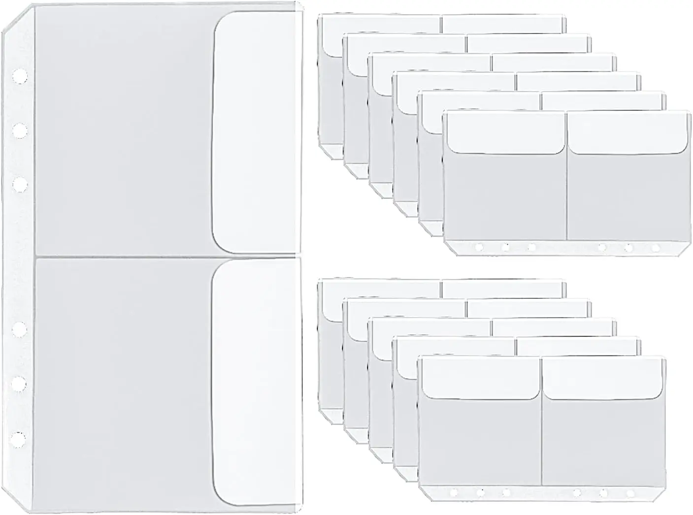 

12 Pcs A6 Size Clear Binder Pockets 6 Holes Budget Cash Envelopes for Budgeting,Waterproof PVC Document Pouch Filing Bags