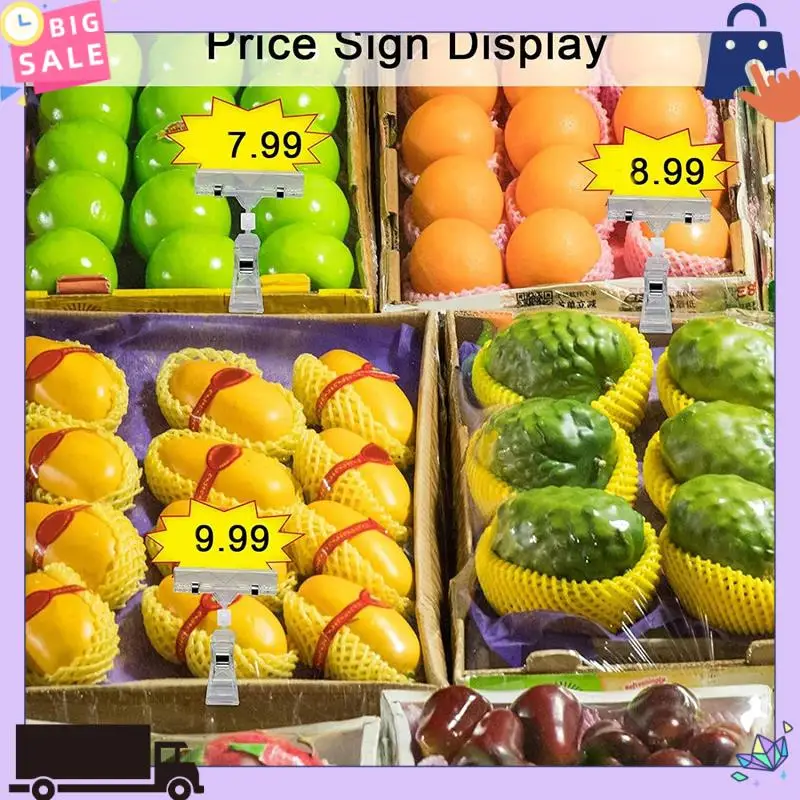 

30 Pcs Label Holders Sign Clip, Plastic Clear Rotatable Sign Clips, Merchandise Sign Display Clip, Price Tag Clamp Durable