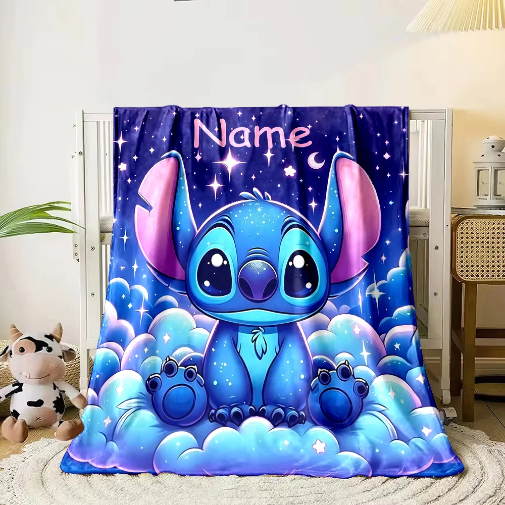 Customized Name Personalized Blanket Disney Artoon Princess Stitch Cars Adult Children Warm Blankets and Comfortable Blanket