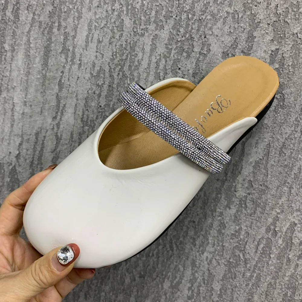 Women Slippers Rhinestone Fashion Summer Shoes For Women Flats Half Slippers Plus Size Women Mullers