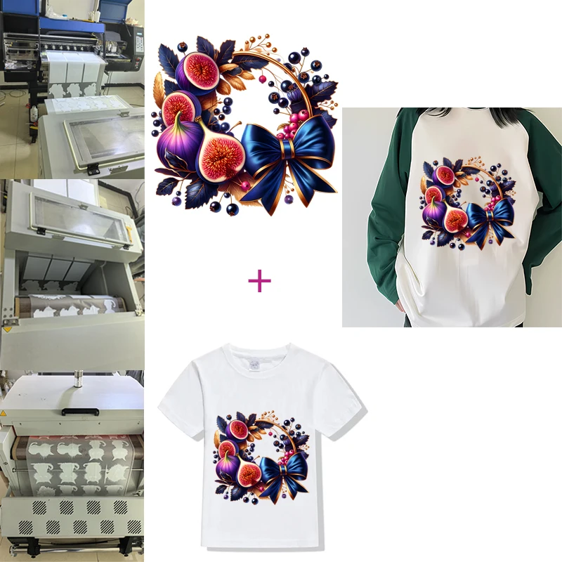 Kids fig Dried oranges garland Harvest Season Iron On Heat Transfer Sticker T-shirt Iron On Transfer Patches For Clothes Decal