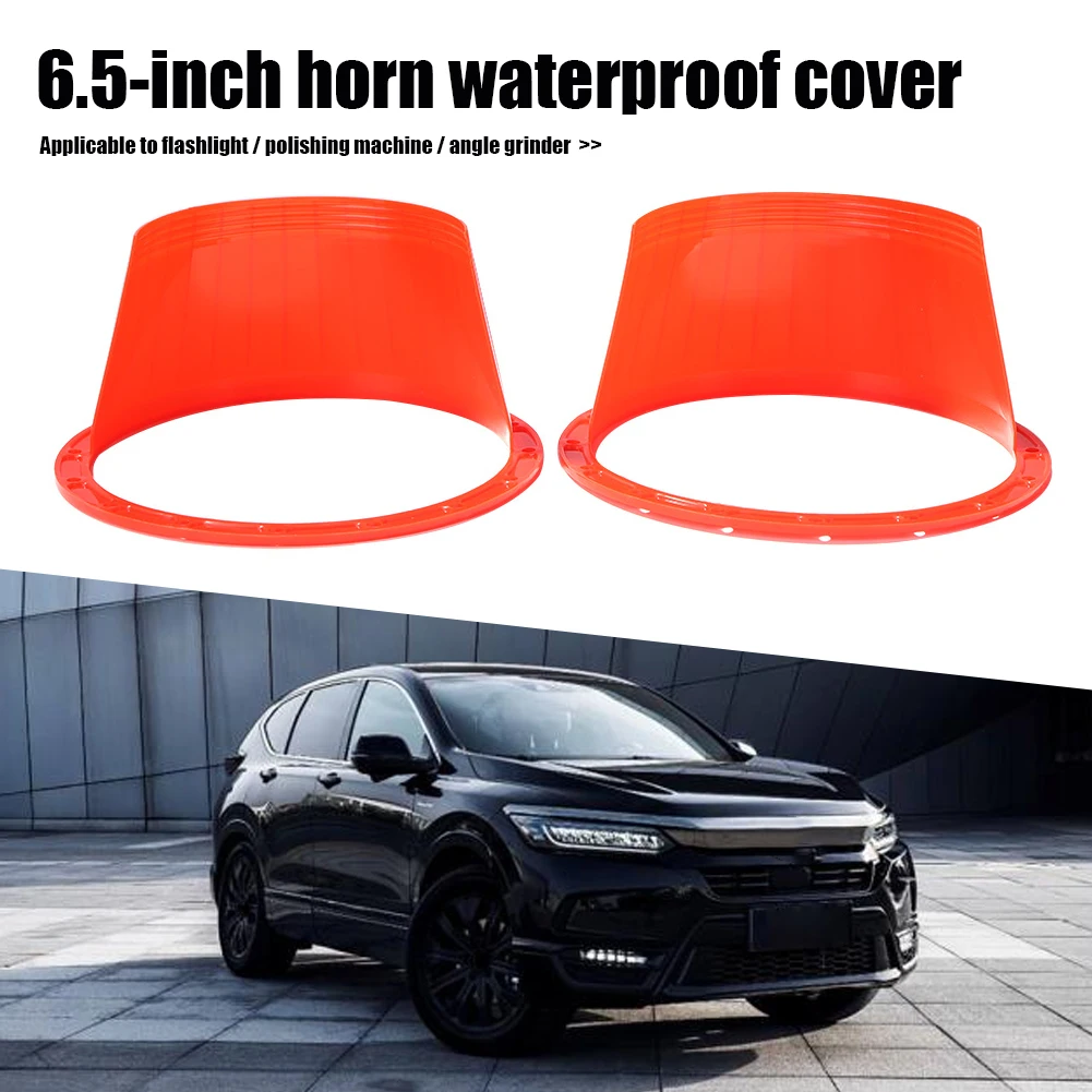 2Pcs 6.5Inch Car Audio Refit Speaker Waterproof Cover Red Speaker Soft Waterproof Cover Universal Rust Protector Pad