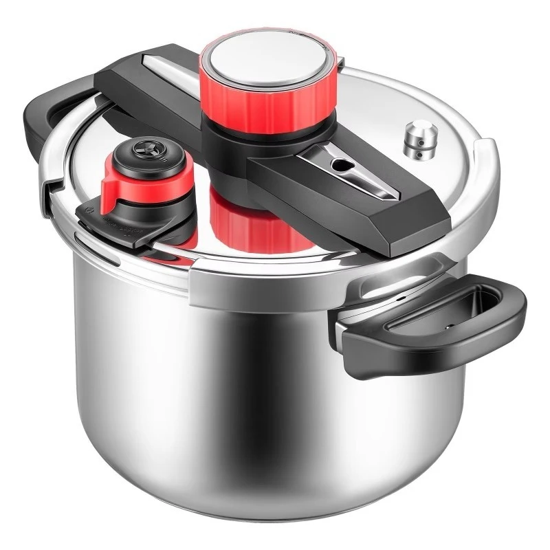 6.3-Liter stainless steel pressure cooker with tempered glass cover and steaming rack, triple pressure tank