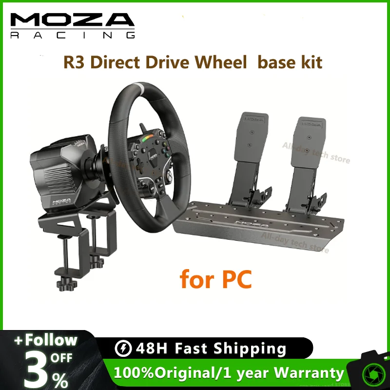 MOZA Racing for PC R3 3.9Nm Direct Drive Powerhouse with ES Lite steering Wheel ,pedals