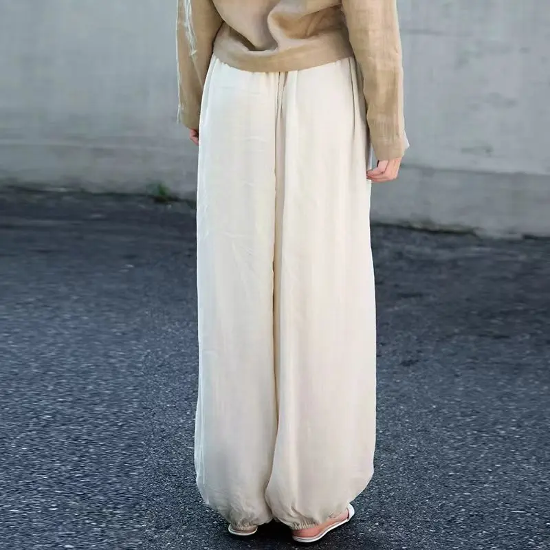 Women's Casual Lyocell-Linen Bloomers Pant Spring Summer New Lightweight Loose Soft and Comfortable Linen Long Pants for Ladies