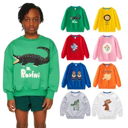 Cartoon Boy Sweatshirts Cotton Girls Hoodies Full Sleeve Pullover Early Autumn Top Tees Thin Terry Fabric Kids Shirts