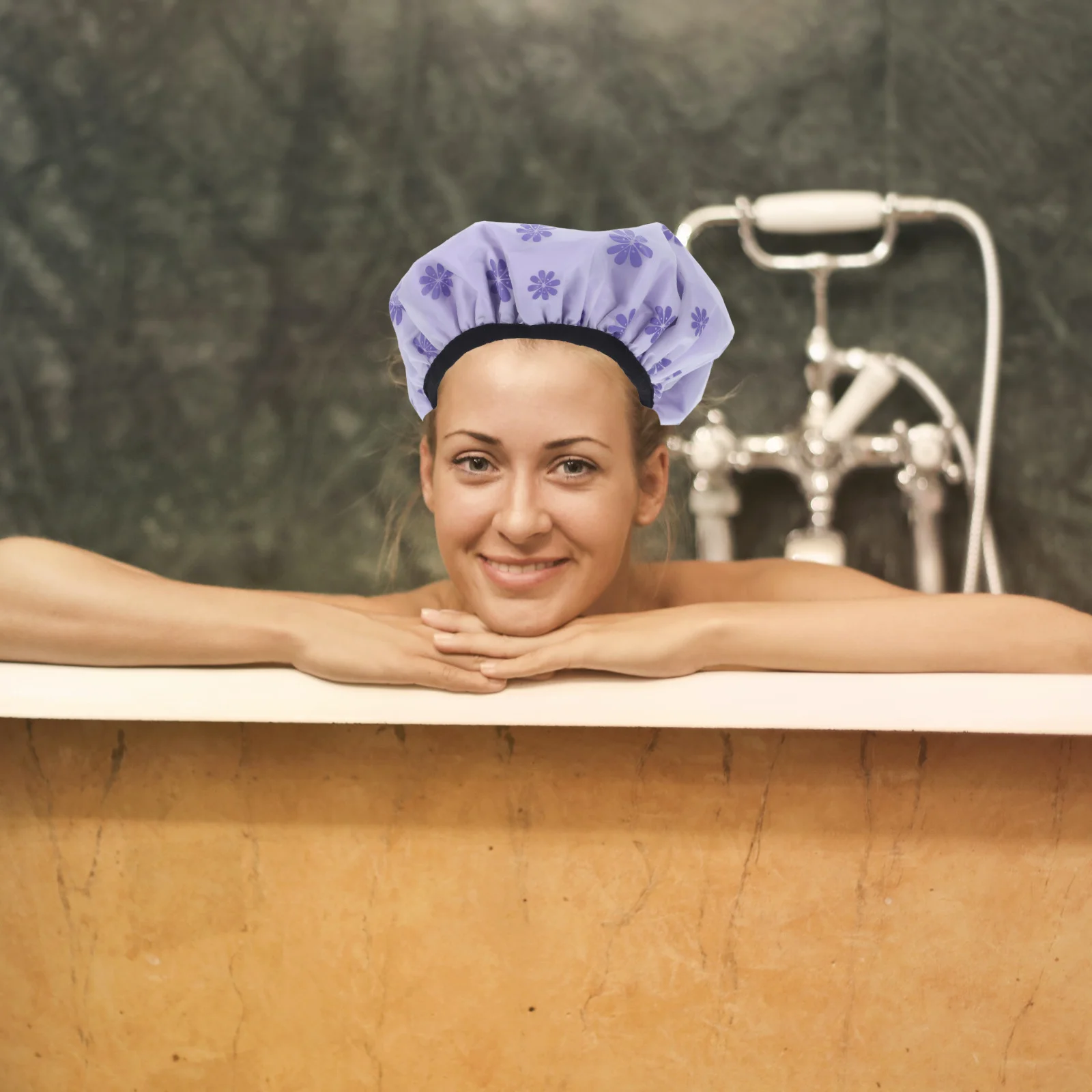 

2Pcs Decorative Bath Hats Satin Bonnets for Curls Braids and Long Hair Shower Hair Shower Caps Satin Bonnet for Sleeping