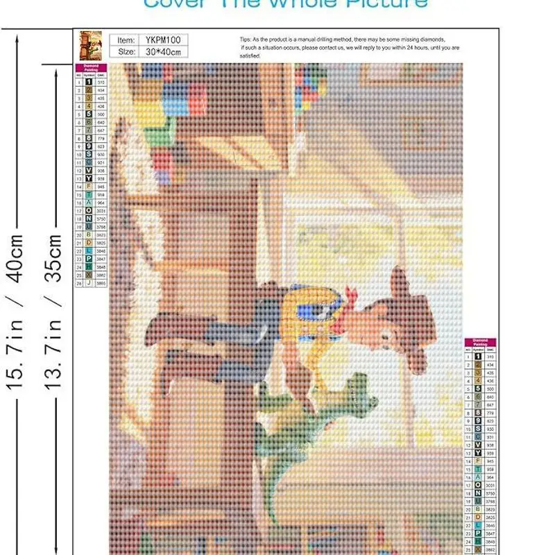1 Buah Kit Lukisan Berlian Disney Pixar Toy Story Woody dan Rex, Set Seni Karakter Kartun Lucu DIY 5D Full Drill, Teman Baca
