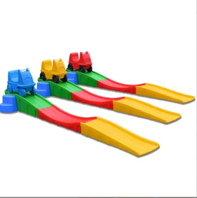2026 Good Green Blue Red Yellow Toddler Amusement Park Roller Coaster Glide Car Roller Coaster Ride Strong Kid Roller Coaster Pl