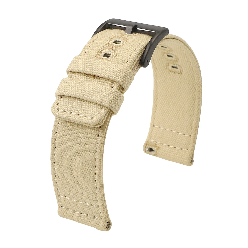 Snelspanner Nylon Canvas Horlogeband 18mm 19mm 20mm 22mm Armband Geborstelde Gesp Horlogebanden Voor Smartwatch Accessoires