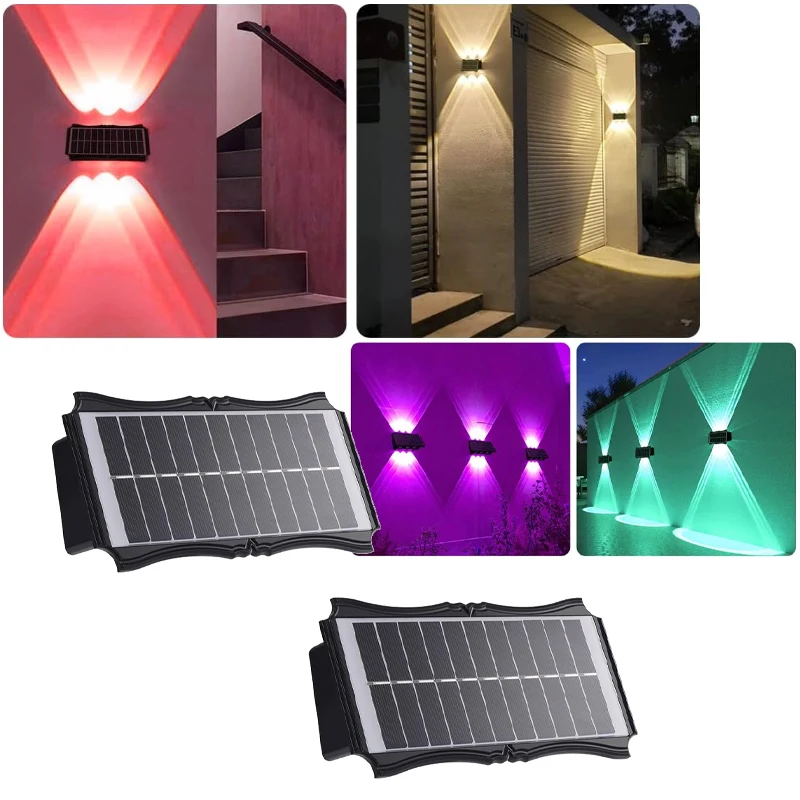 4/6/8 LED Solar Light Waterproof Wall Lamp Outdoor Up And Down Luminous Lighting for Garden Street Landscape Balcony Decor