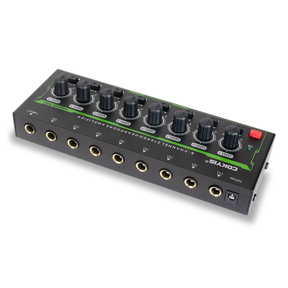 HA800S-PRO 8-Channel Headphone Amplifier with RGB Lighting Ultra-Low Noise High Fidelity Audio for Professional Studio Use