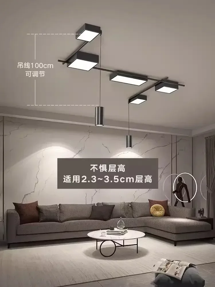 Lampadario moderno a LED Moderno e minimalista Stile creativo Nero Sala da pranzo Soggiorno Cucina Lampada a sospensione Interni Luce lucida
